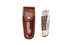 Bora 203 C Orta Boy Yuvarlak Uçlu Ceviz Saplı Gravürlü Çakı